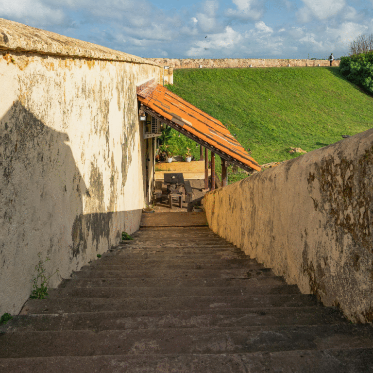 Sunset view over the ancient walls of Galle Fort in Sri Lanka