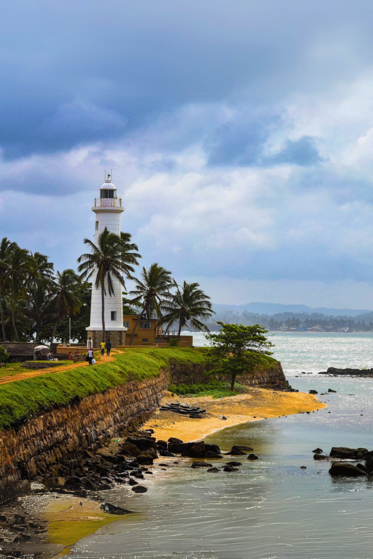 Iconic Galle Fort lighthouse on Sri Lanka’s scenic southern coastline