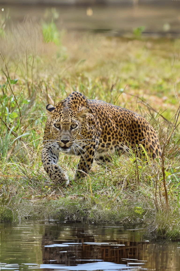 A wild leopard resting in Yala National Park