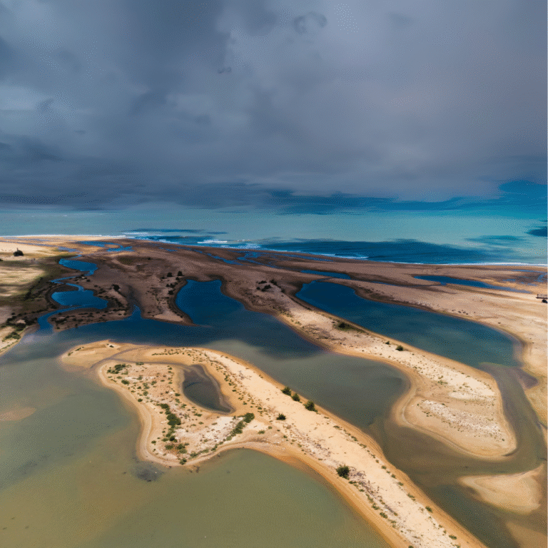 Drone view of Kalpitiya peninsula and Indian Ocean