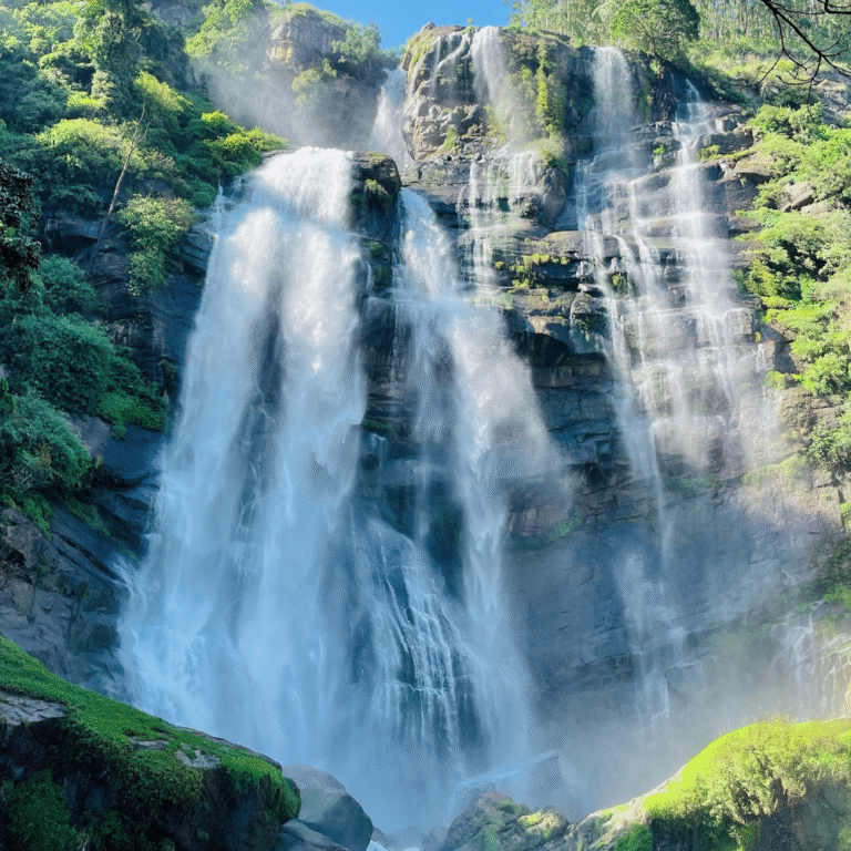 Scenic view of Bomburu Ella Waterfall near Nuwara Eliya