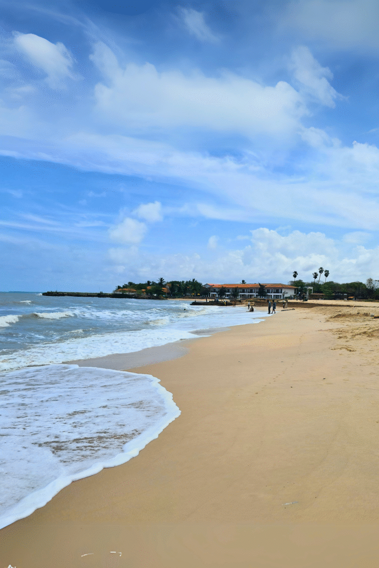 Kankesanthurai Beach with clear blue waters in northern Sri Lanka