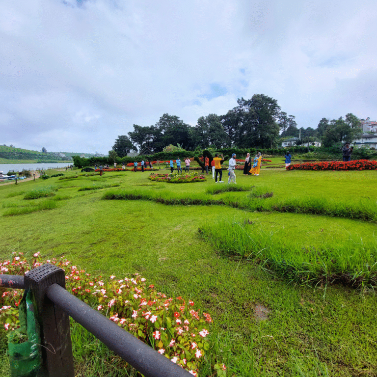 Beautiful view of Lake Gregory surrounded by green hills