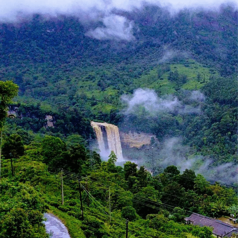 Natural waterfall view at Laxapana Falls Sri Lanka