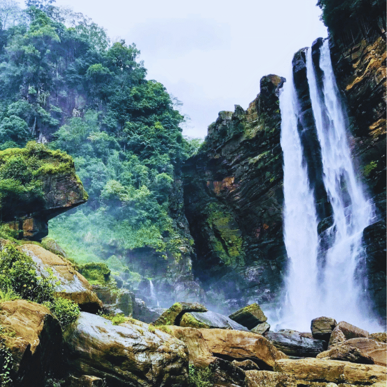 Crystal clear water at Laxapana Falls