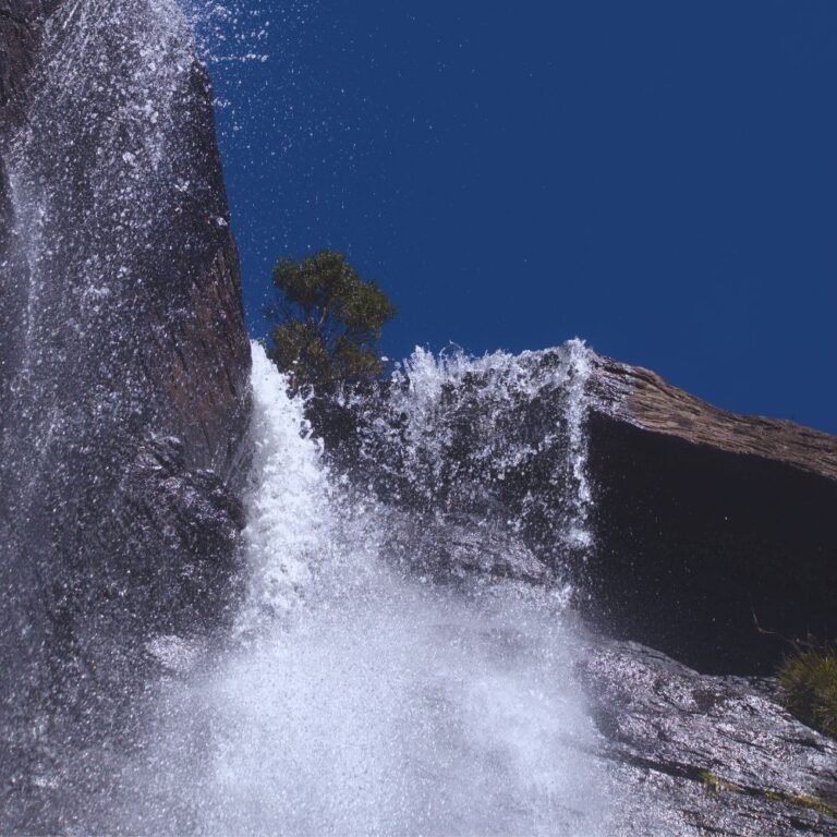 Water flowing down the cliffs at Lover's Leap Falls Sri Lanka