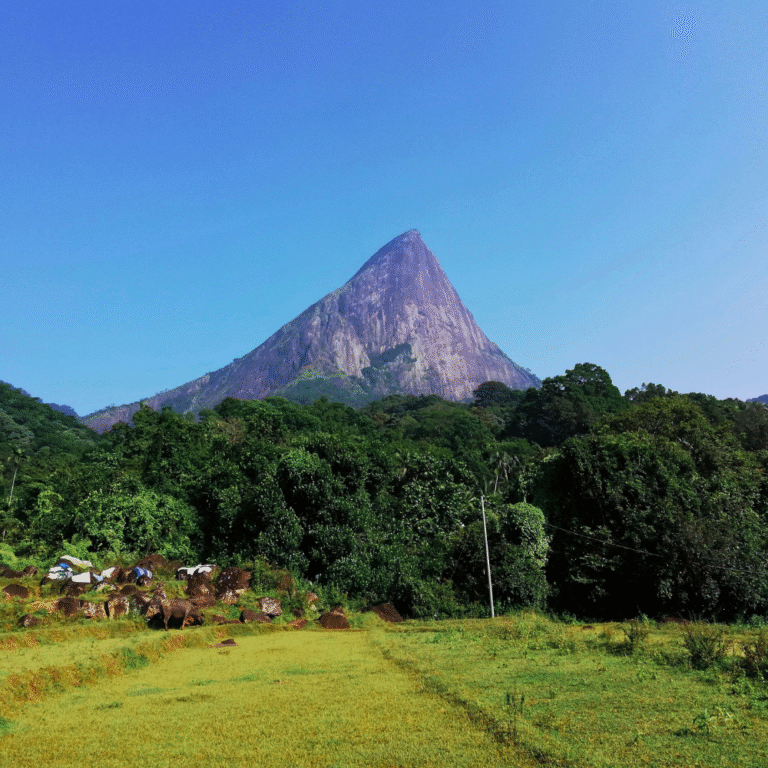 Scenic view of Meemure village surrounded by Knuckles Mountain Range in Sri Lanka