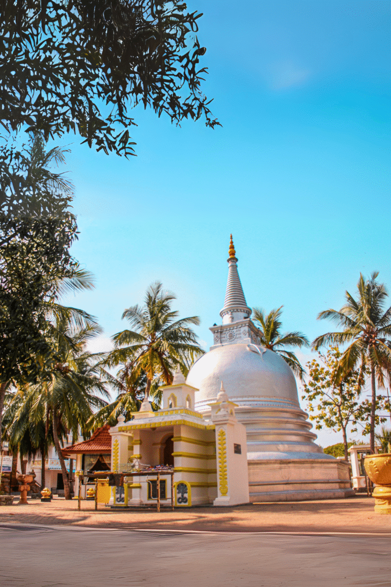 Nagadeepa Temple’s white stupa shining under the sun