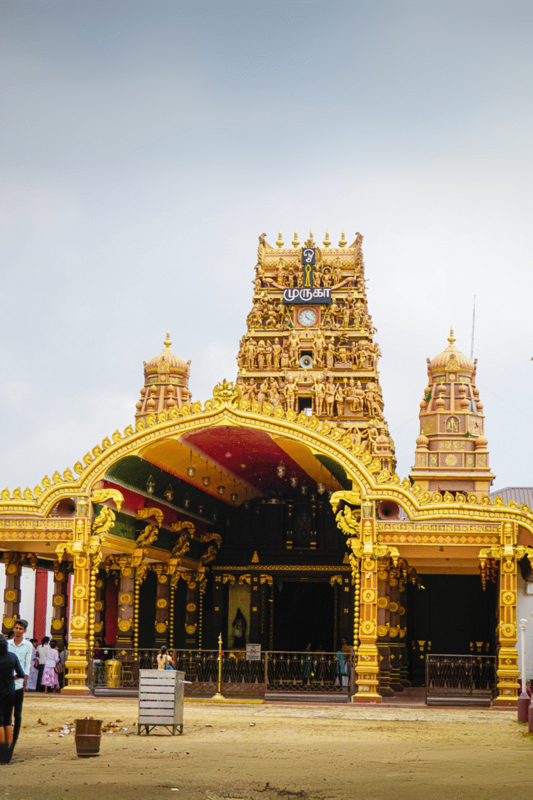 Nallur Kandaswamy Kovil in Jaffna, Sri Lanka, under a clear blue sky