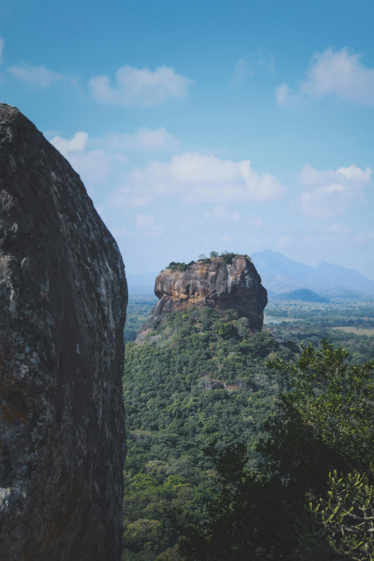 Aerial perspective showing Sigiriya and Pidurangala side by side