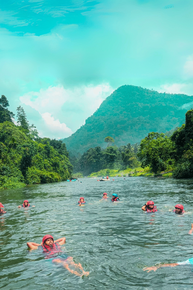 Tourists enjoying white water rafting in Kitulgala, Sri Lanka