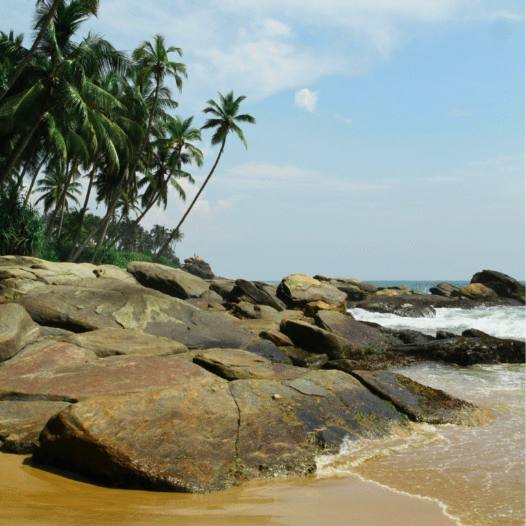 Waves gently crashing on Tangalle’s untouched shoreline