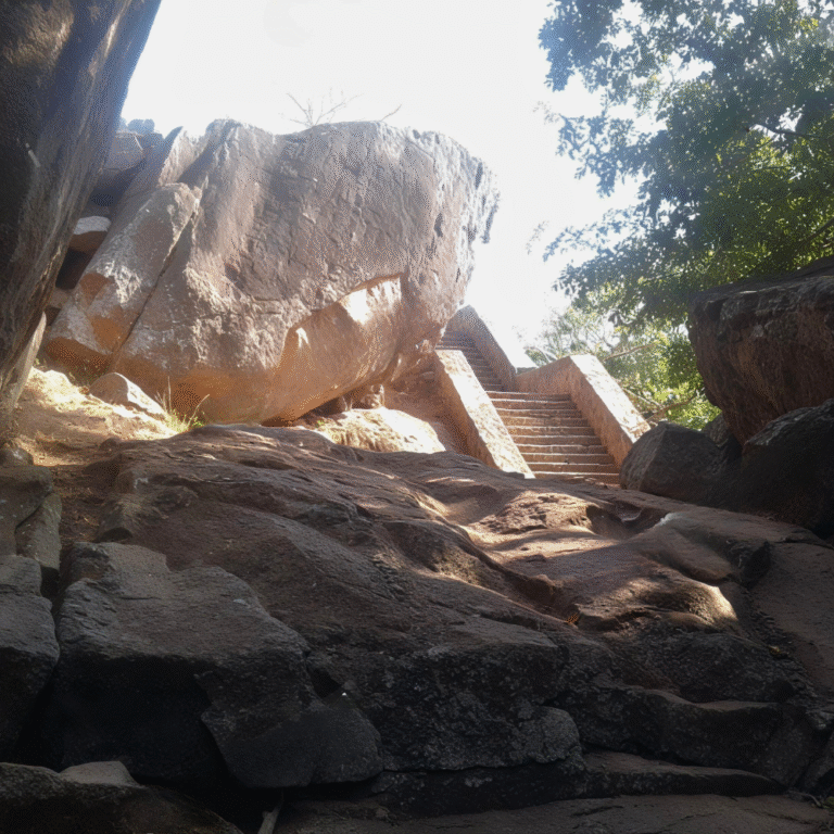 Vessagiriya ruins surrounded by greenery in Anuradhapura