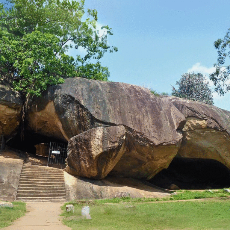 Scenic view of the Vessagiriya archaeological site in Sri Lanka