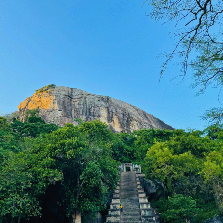 Yapahuwa Rock Fortress in Sri Lanka captured on a sunny day