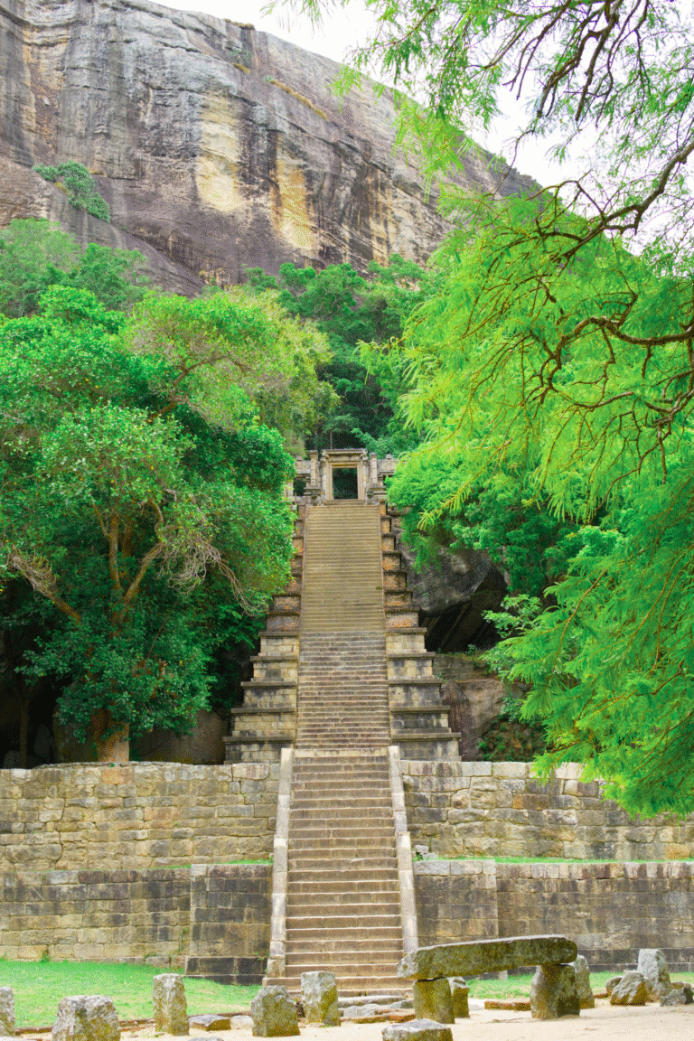 View of Yapahuwa Rock Fortress temple entrance from below