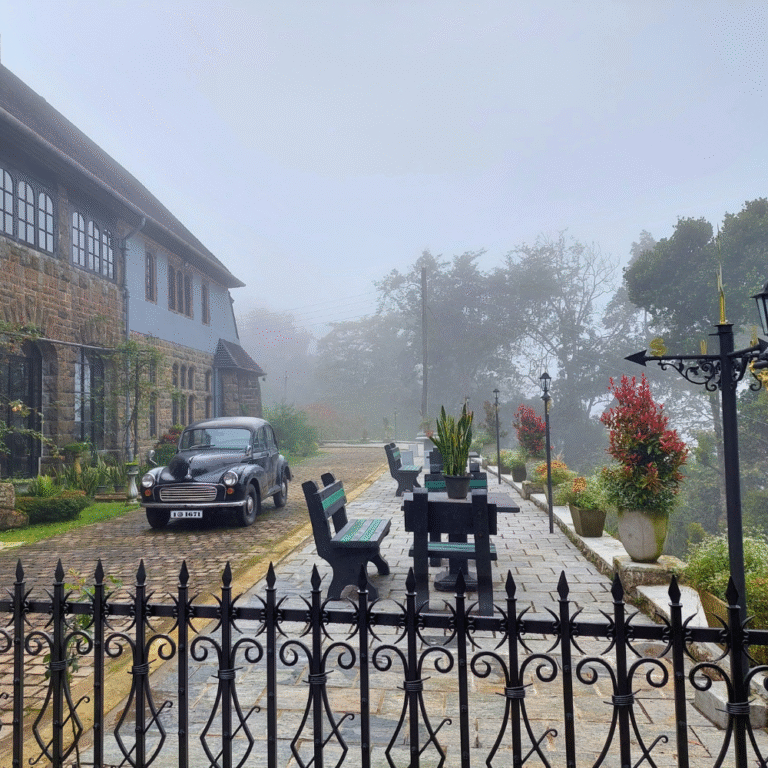 Adisham Bungalow surrounded by misty Haputale hills