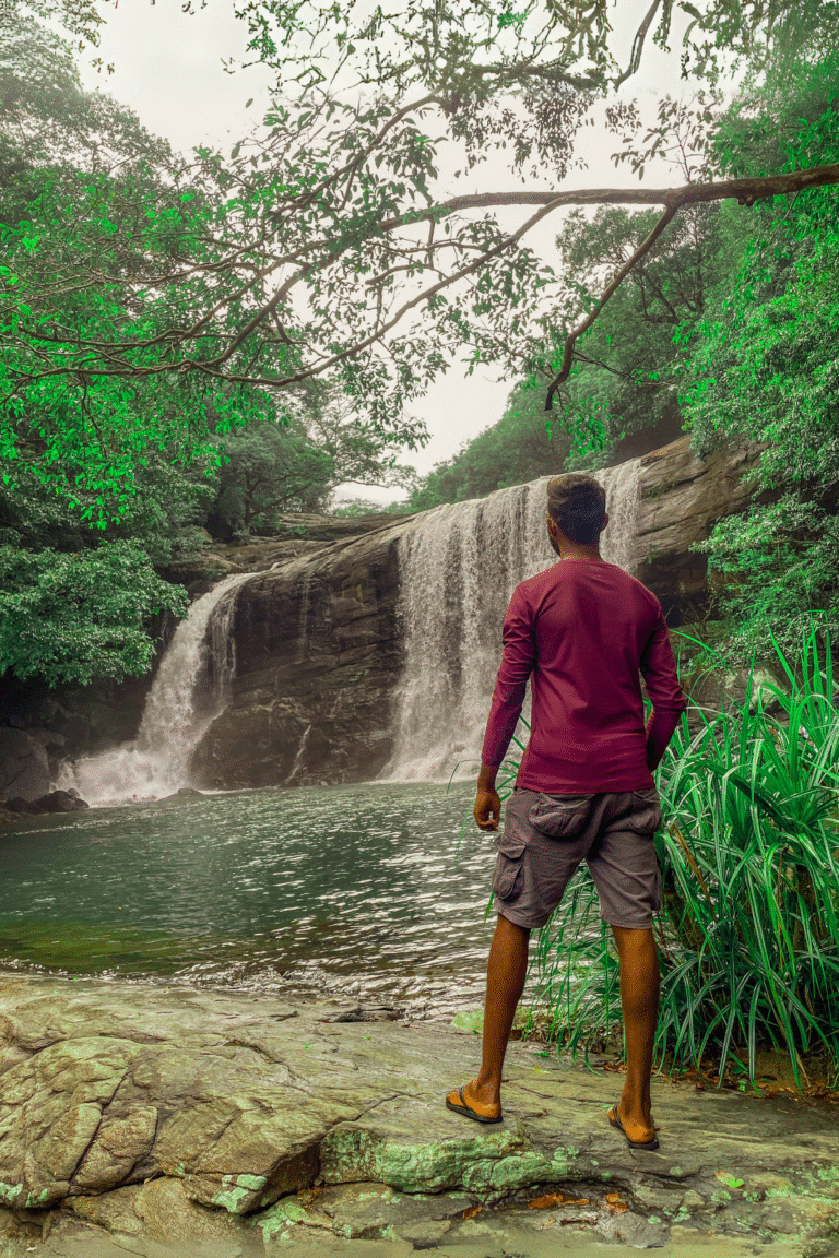 Tourists enjoying the serene view at Sera Ella Waterfall