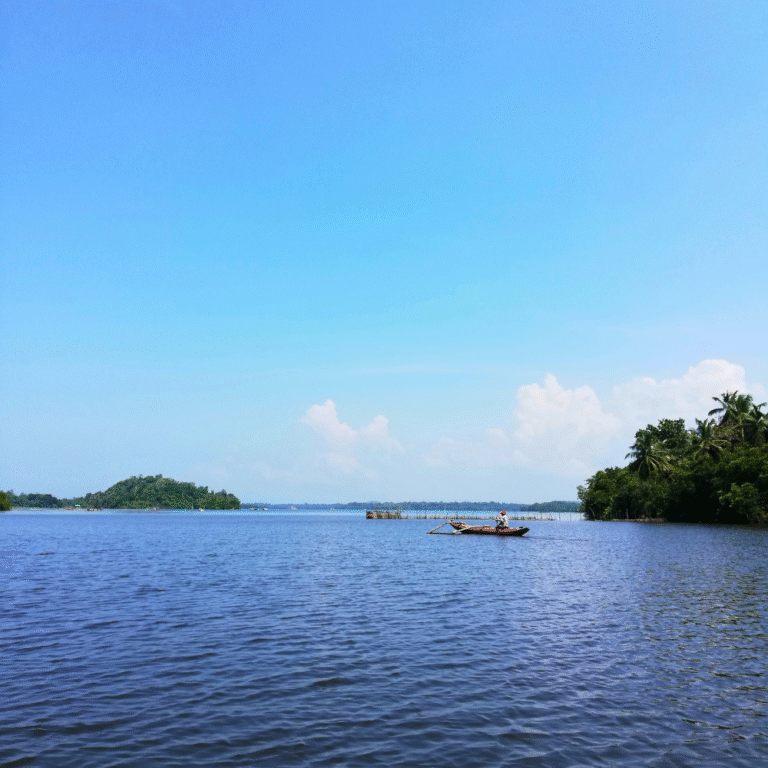 Traditional fishing boats floating on Madu Ganga