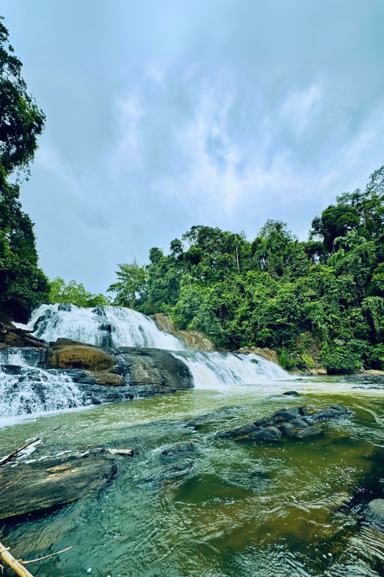 Scenic view of Sathmala Ella Waterfall cascading through rocks