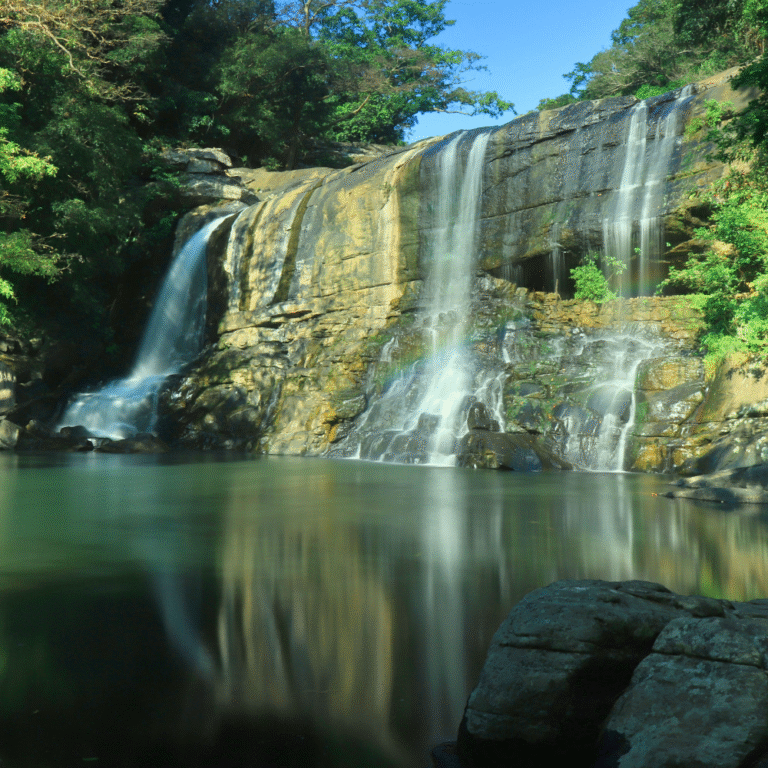Front view of Sera Ella cascading down the rocks