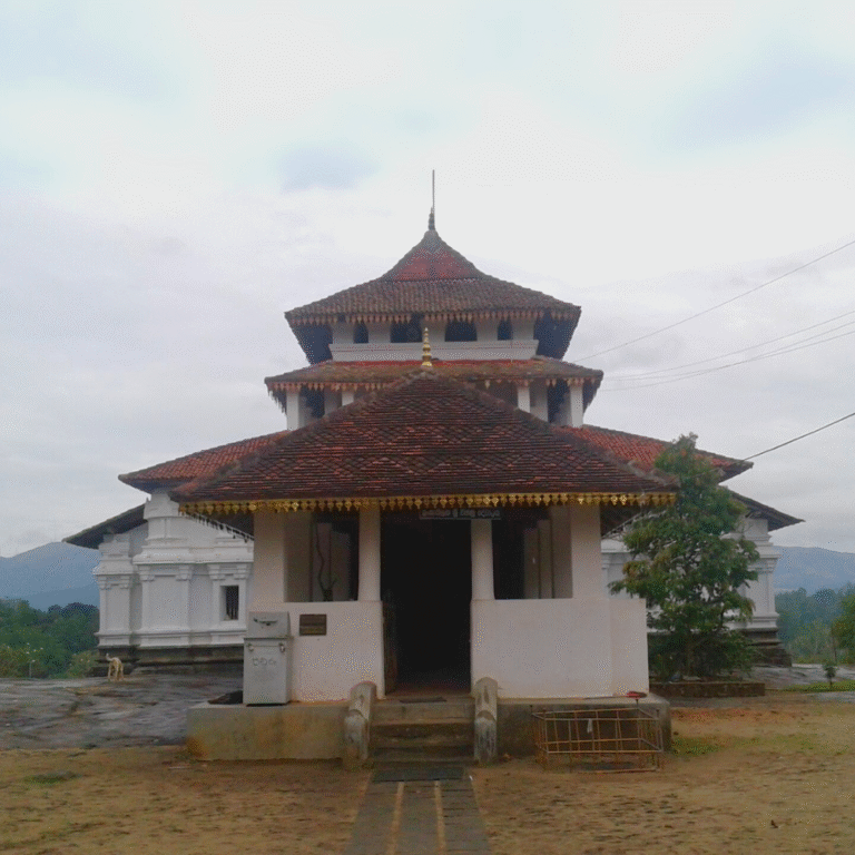 Sri Lankathilake Rajamaha Viharaya temple with blue sky background