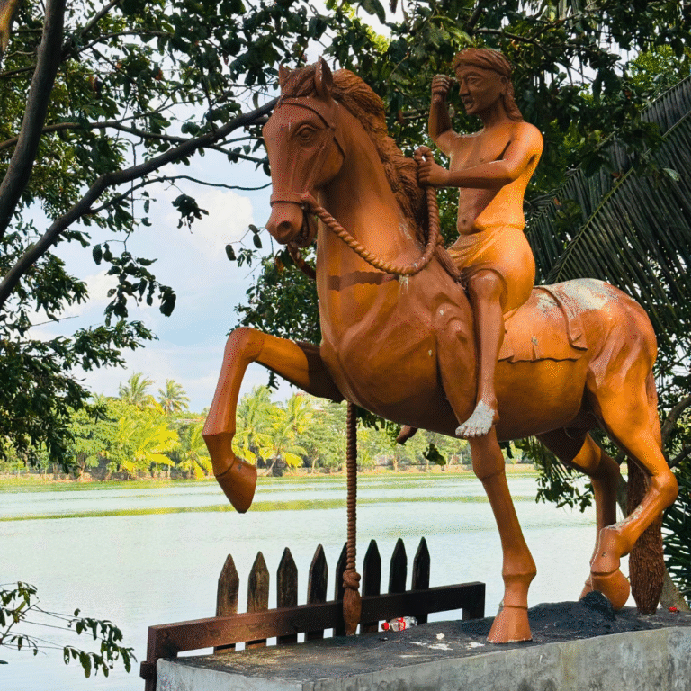 Serene view of Lunawa Lagoon at sunset in Sri Lanka