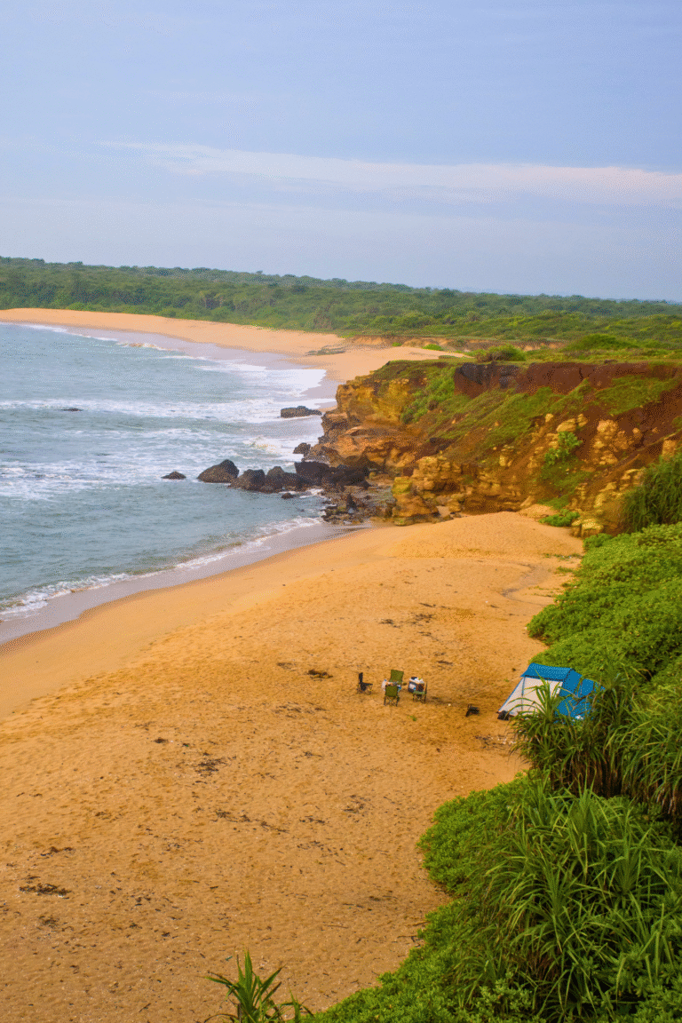 Aerial view of Ussangoda National Park on the southern coast of Sri Lanka