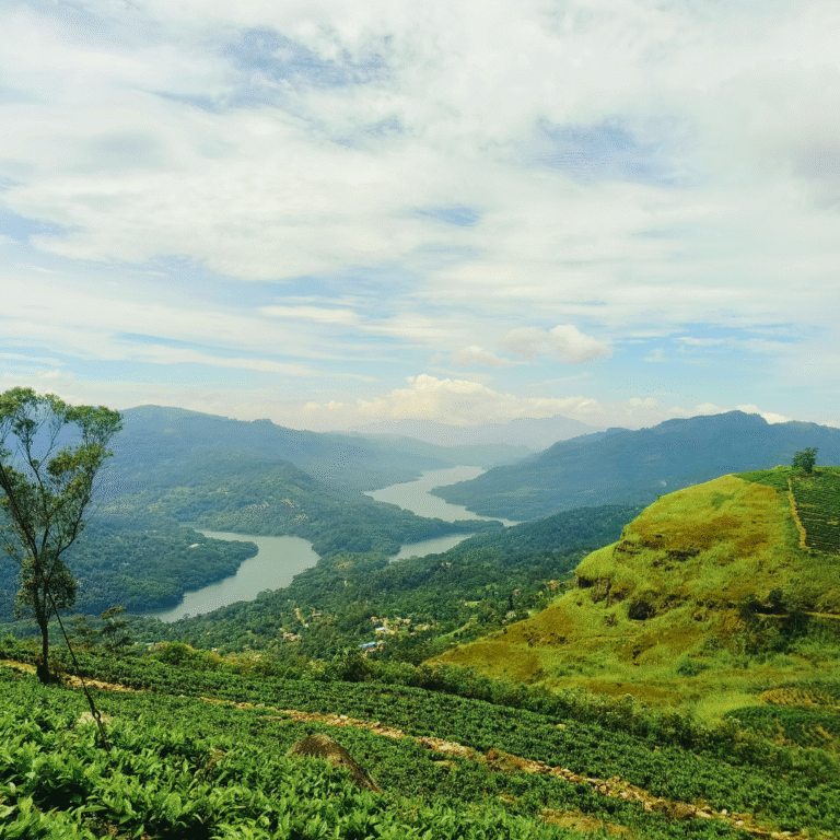 Scenic view of Chariot Path hiking trail in Sri Lanka