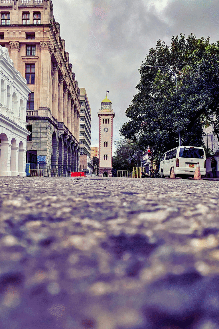 Historic colonial clock tower lighthouse in Colombo Fort