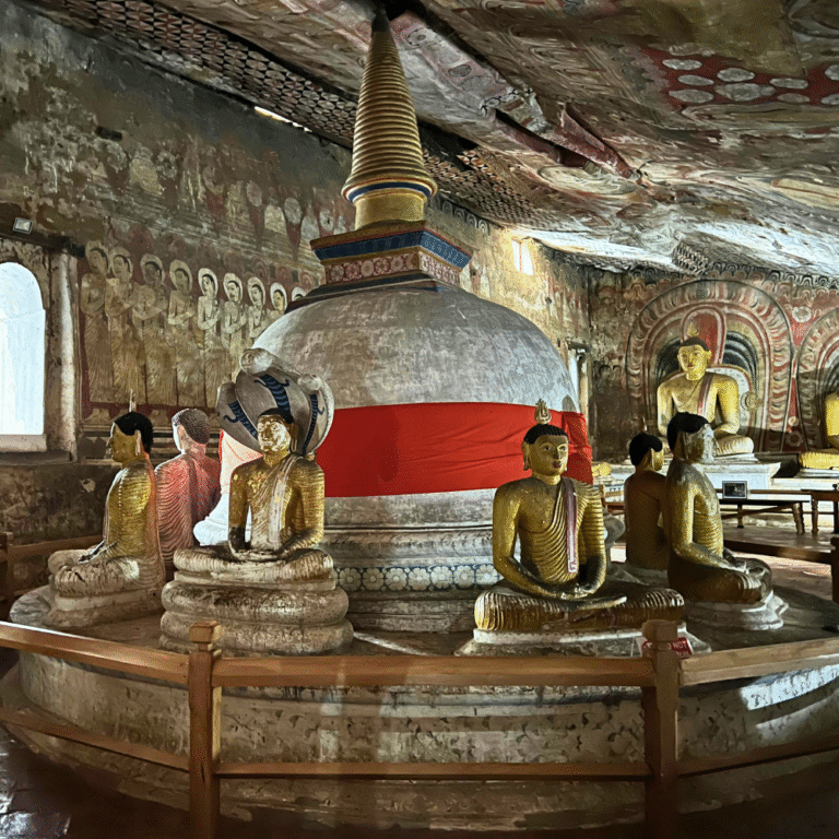 Rock cave paintings at Dambulla Temple complex