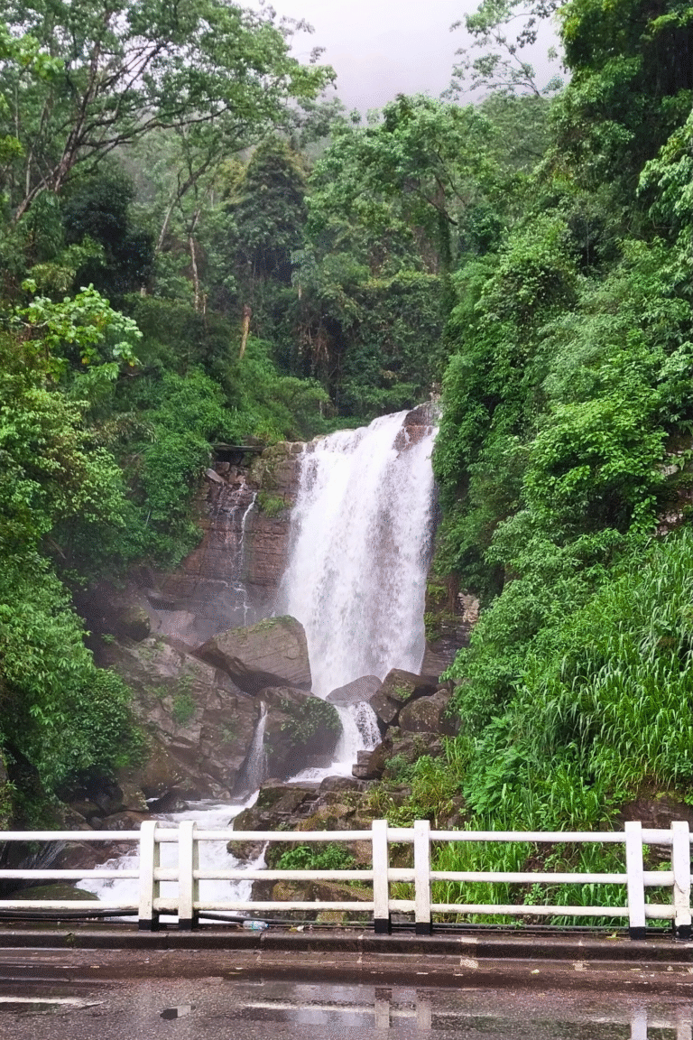 Devathura Ella waterfall amidst dense tropical forest