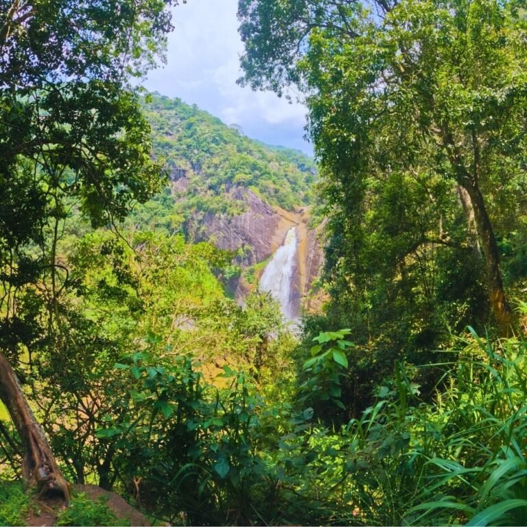 Mist rising from Dunhinda waterfall in early morning