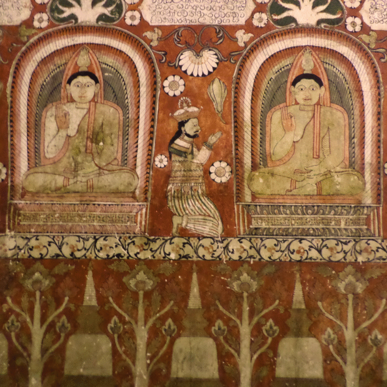 Traditional wood carvings at Embekka Dewalaya temple