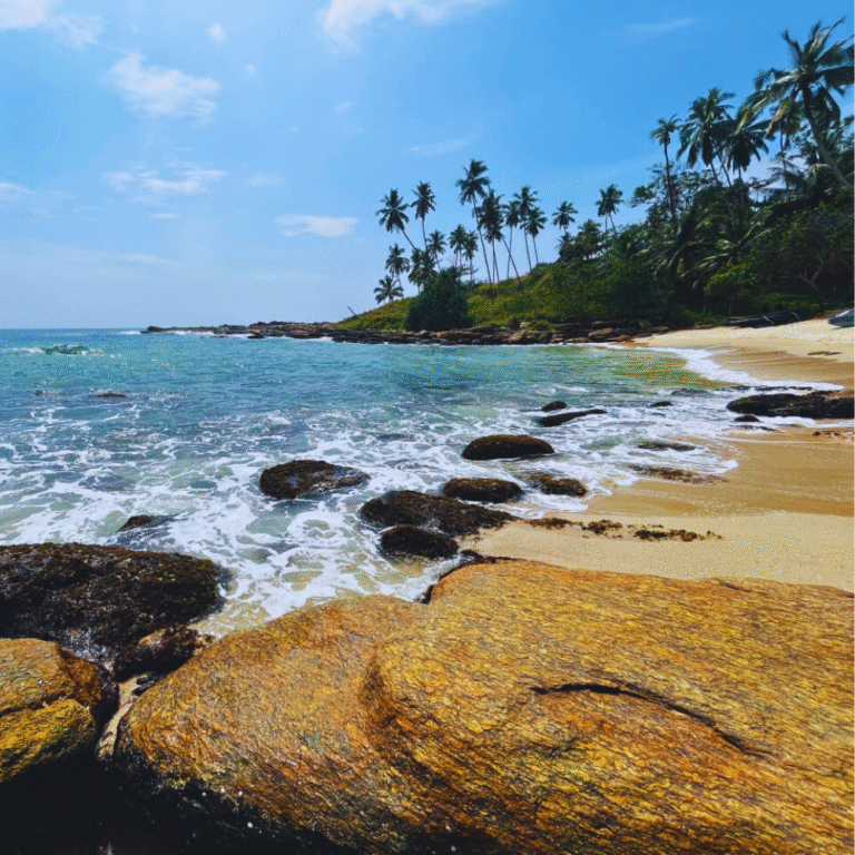 Secluded Goyambokka Beach with golden sand