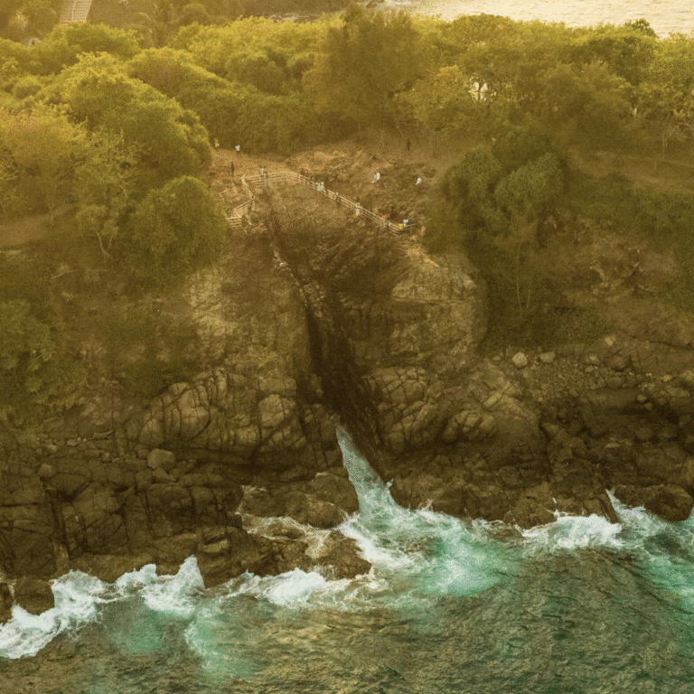 Natural coastal blow hole at Hummanaya in Sri Lanka