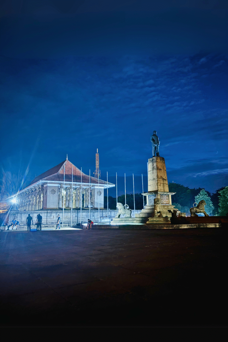 Colombo city skyline with Independence Square monument