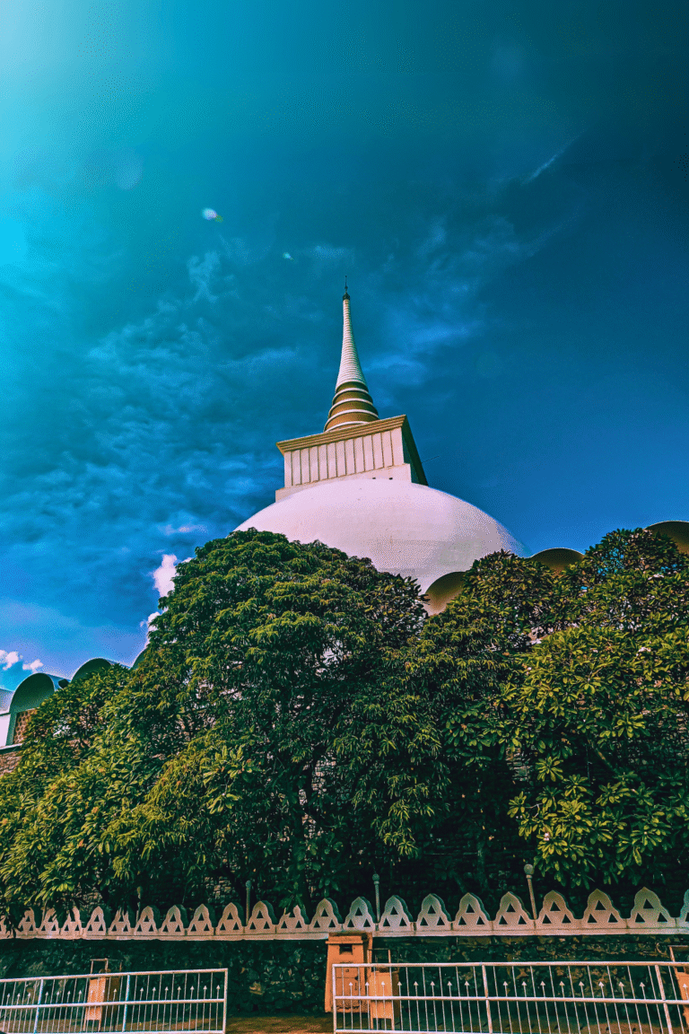 Large white stupa at Kalutara Bodhiya religious site