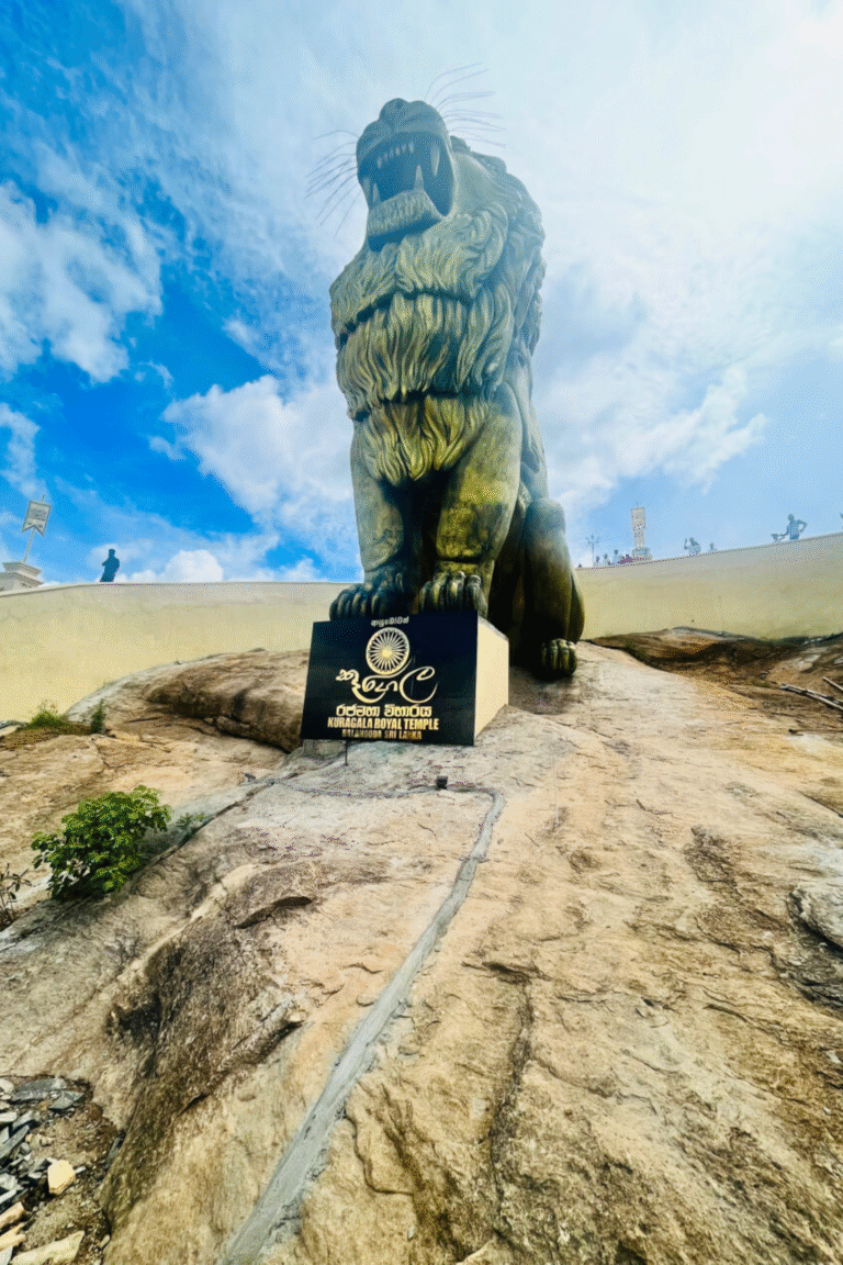 Entrance to Kuragala Purana Viharaya with stone steps and shrine