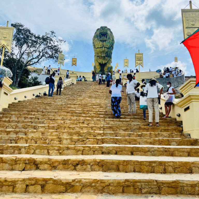 Historic Kuragala rock temple surrounded by lush greenery