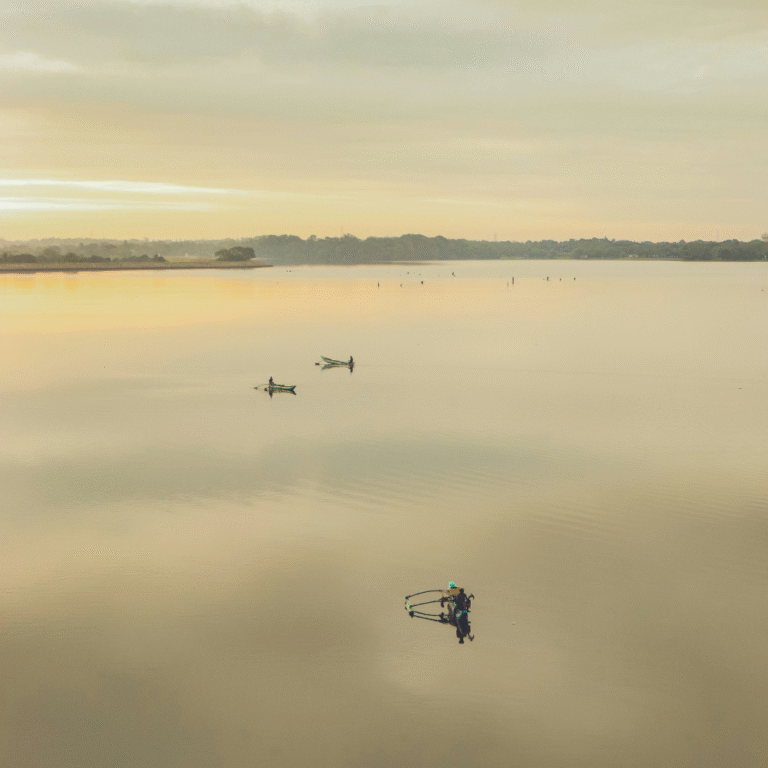 Scenic view of Chandrika Wewa lake in Sri Lanka