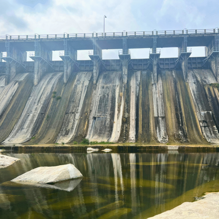 scenic landscape of Rajanganaya Dam with clear sky