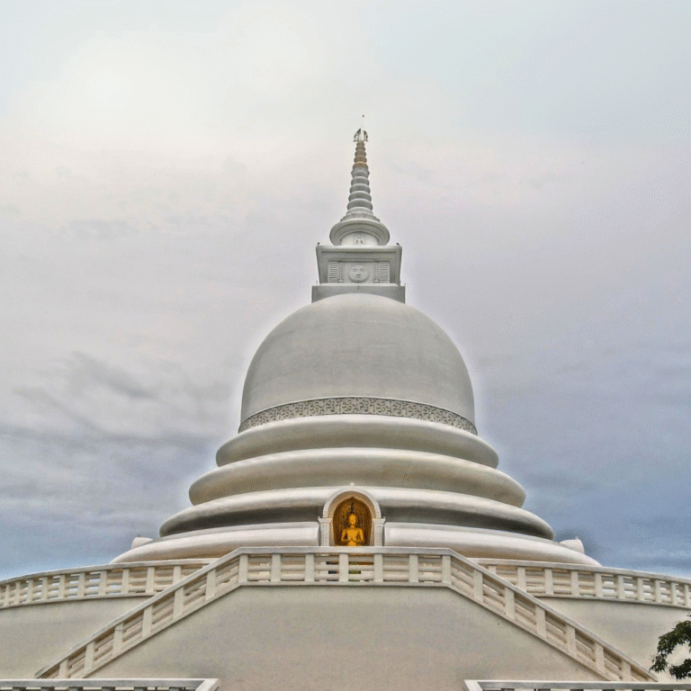 White stupa of Japanese Peace Pagoda Galle Sri Lanka