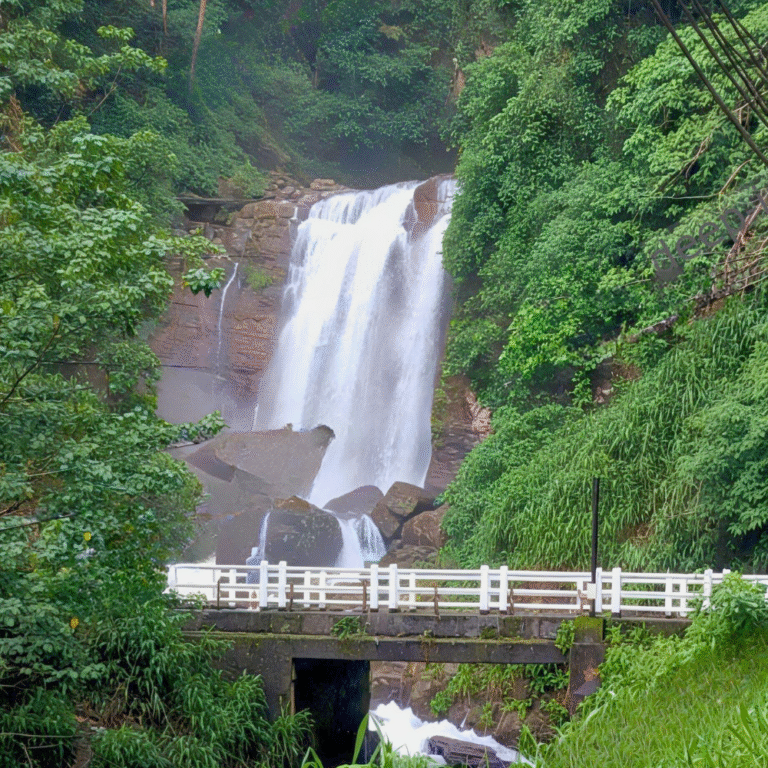 Devathura Ella waterfall flowing over rocky cliffs