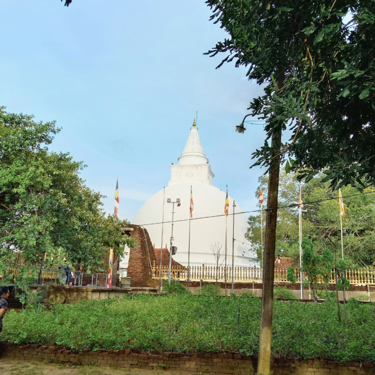 Seruwawila stupa in Sri Lanka under clear blue sky