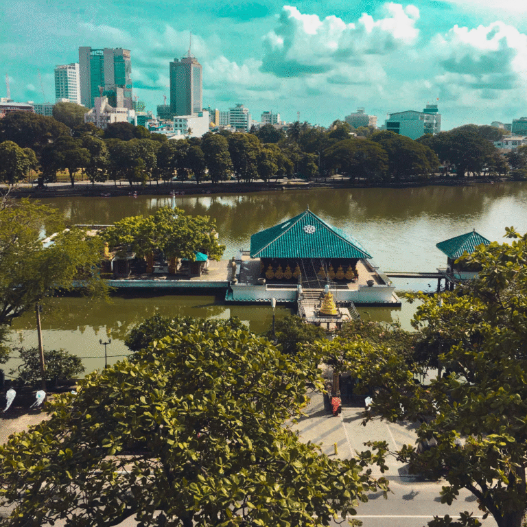 Sima Malaka temple surrounded by Beira Lake water