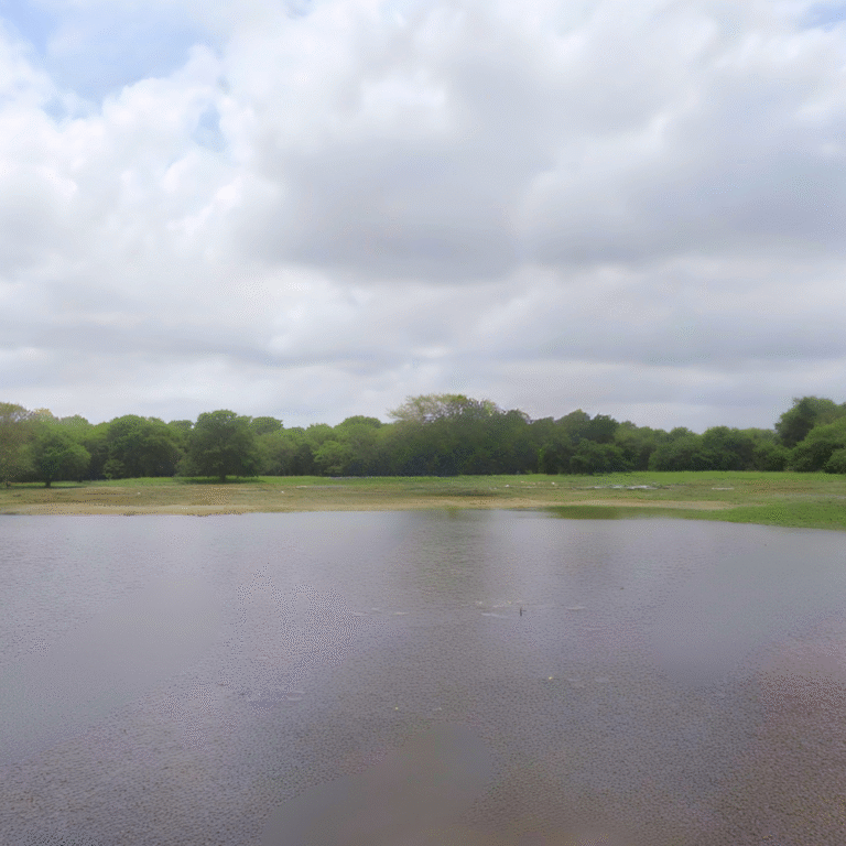 Scenic view of Anawilundawa Bird Sanctuary wetland in Sri Lanka