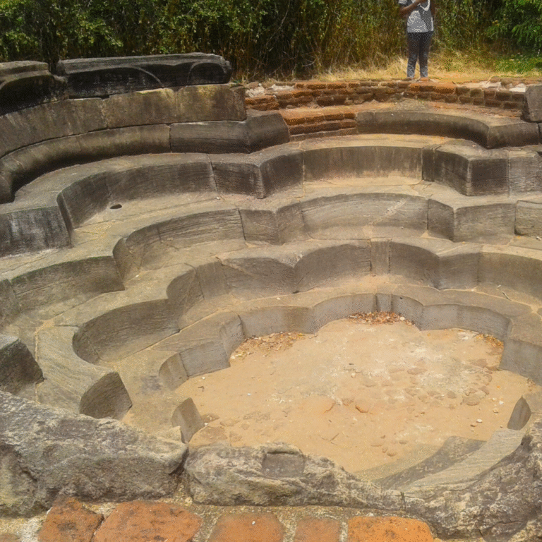 Historical Nelum Pokuna lotus pond in Sri Lanka