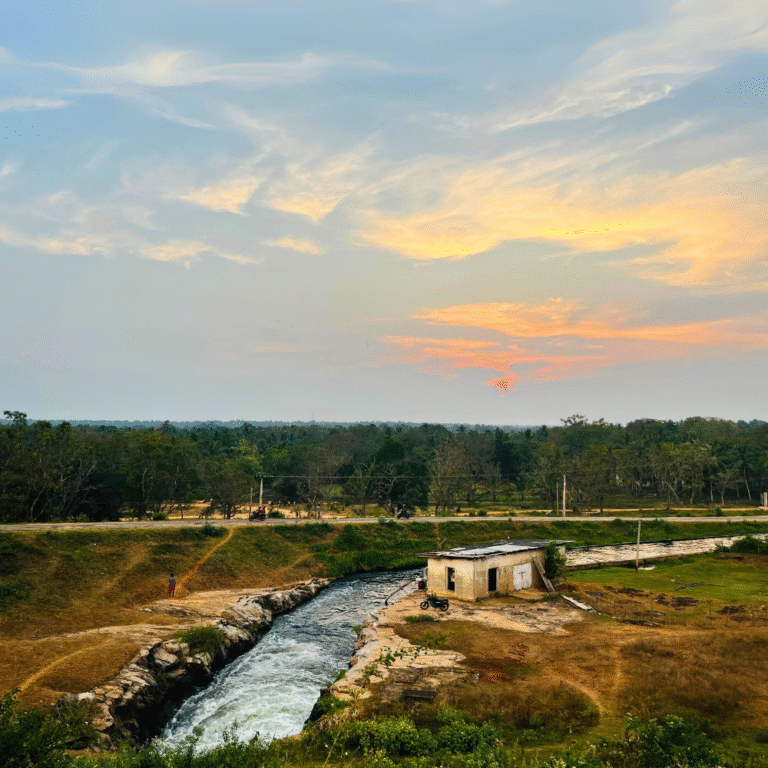 sunset over Rajanganaya Dam reflecting on the watersunset over Rajanganaya Dam reflecting on the water