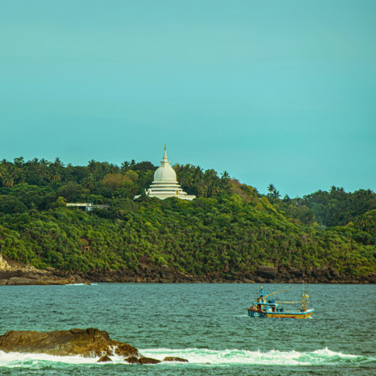Japanese Peace Pagoda Sri Lanka with panoramic sea views